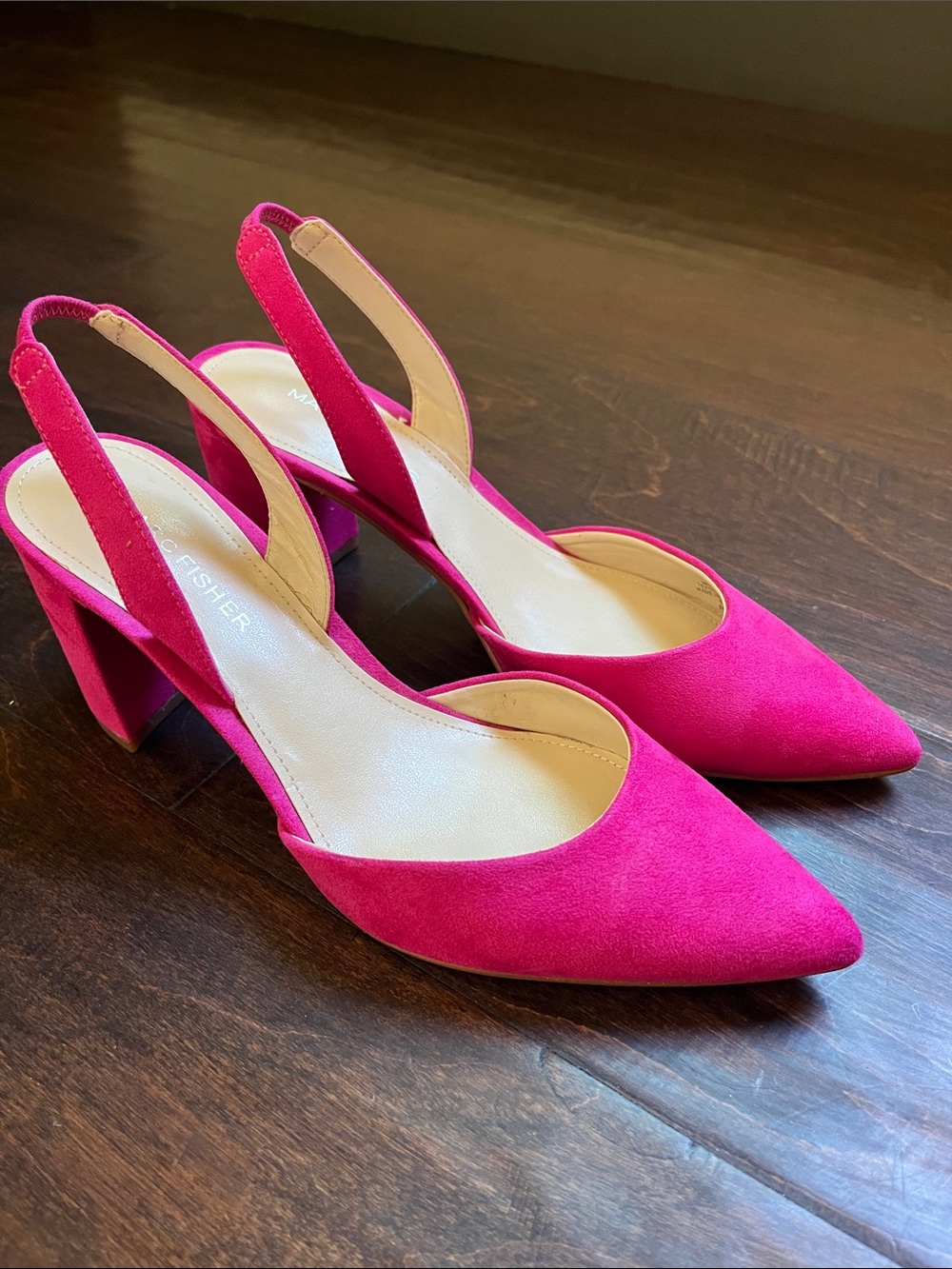 Marc Fisher Fuchsia Pointed Slingback Block Heels